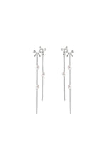 Load image into Gallery viewer, Silver Bow Cascade Earrings
