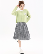 Load image into Gallery viewer, Lace-Trim Pleated A-Line Skirt