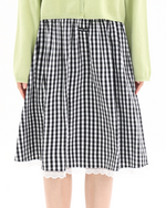 Load image into Gallery viewer, Lace-Trim Pleated A-Line Skirt