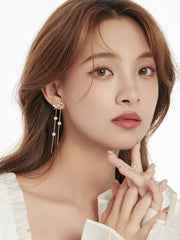 Golden Bow Cascade Earrings