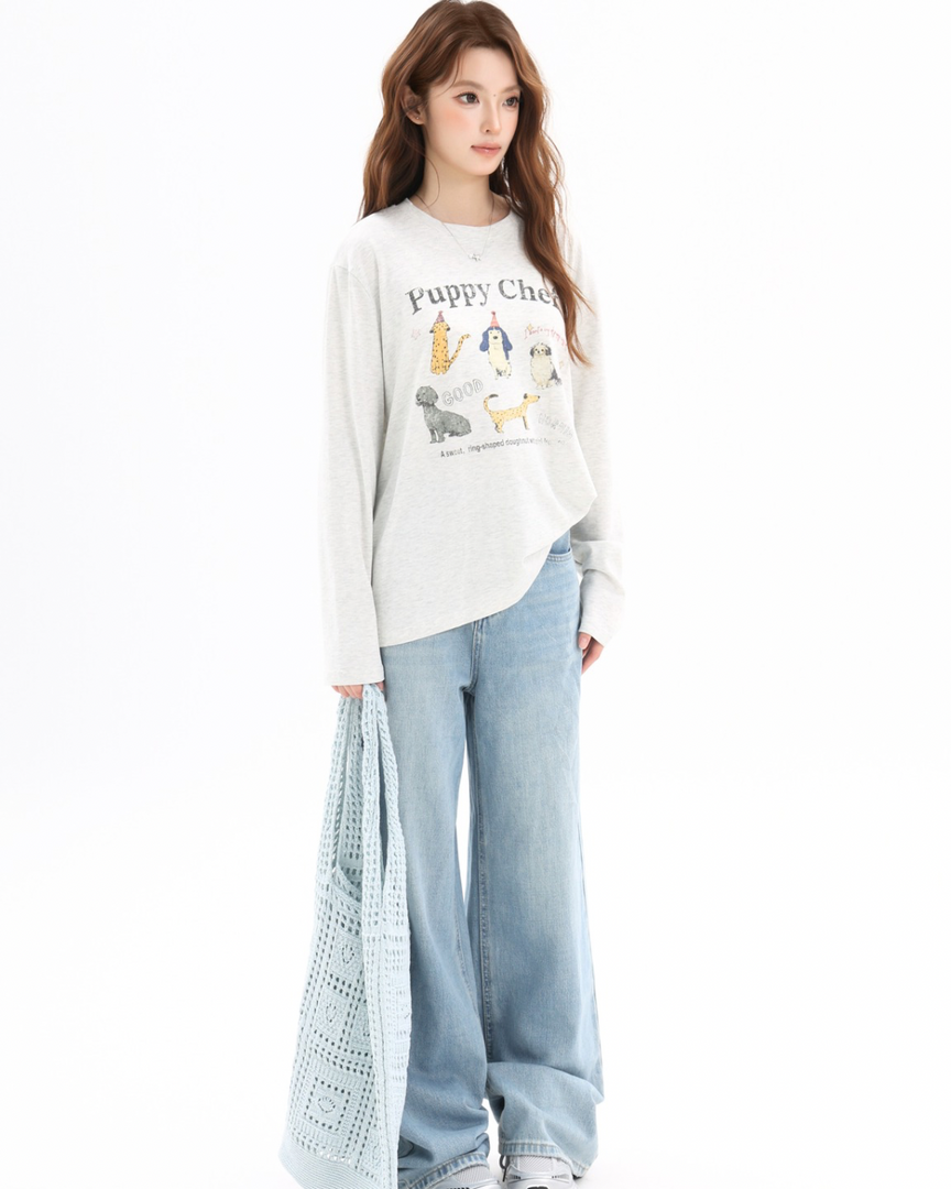 Puppy Playground Graphic Long Sleeve Tee