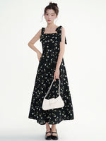 Load image into Gallery viewer, Midnight Garden Tie-Shoulder Maxi Dress
