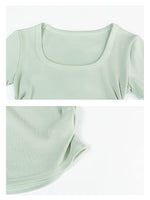 Load image into Gallery viewer, Square Neck Ruched Short Sleeve T-Shirt
