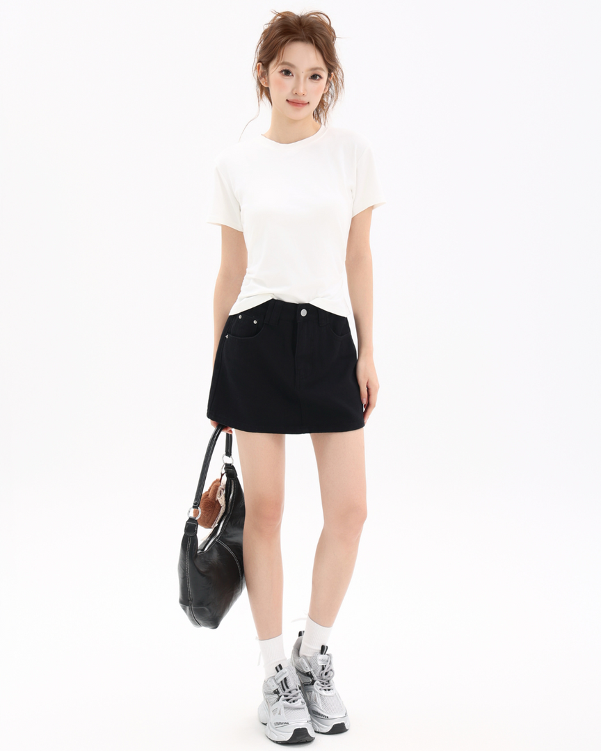 Faye High-Waist Denim Skirt