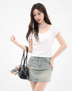 Load image into Gallery viewer, Retro Belle Denim Mini Skirt
