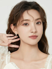 Golden Bowknot Pearl Earrings