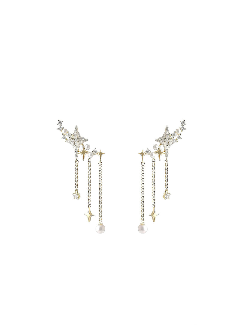 Golden Dreamscape Tassel Earrings