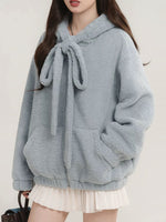 Load image into Gallery viewer, Drawstring Hooded Plush Wool Coat
