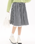 Load image into Gallery viewer, Lace-Trim Pleated A-Line Skirt
