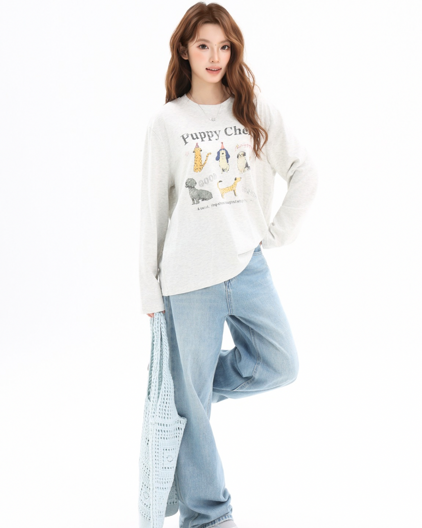 Puppy Playground Graphic Long Sleeve Tee