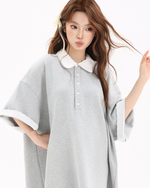 Load image into Gallery viewer, Lace Trim Polo Dress
