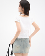 Load image into Gallery viewer, Retro Belle Denim Mini Skirt
