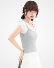 Cloud Whimsy Layered Knit Top