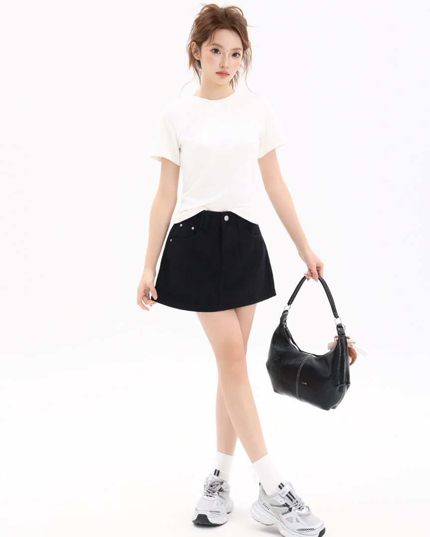 Faye High-Waist Denim Skirt