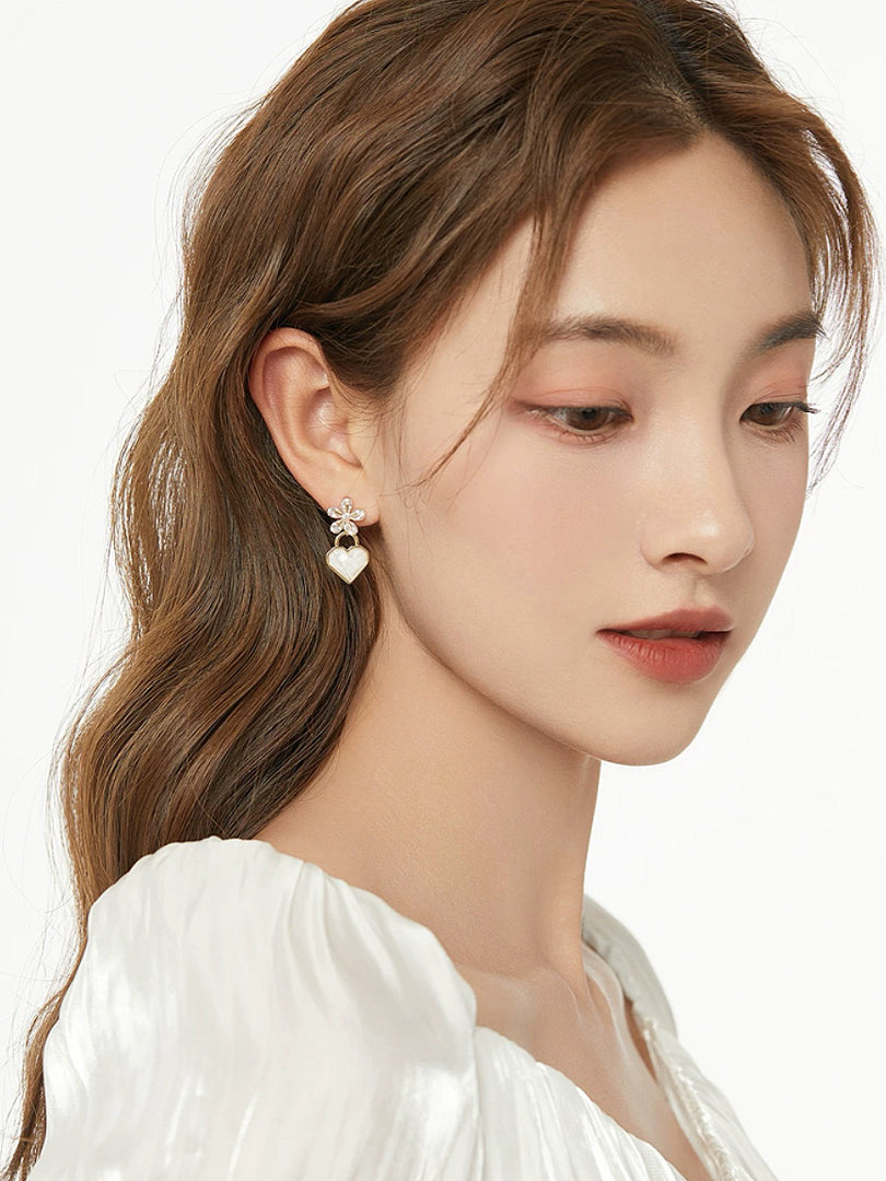Floral Heart Lock Earrings