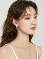 Silver Bowknot Pearl Earrings