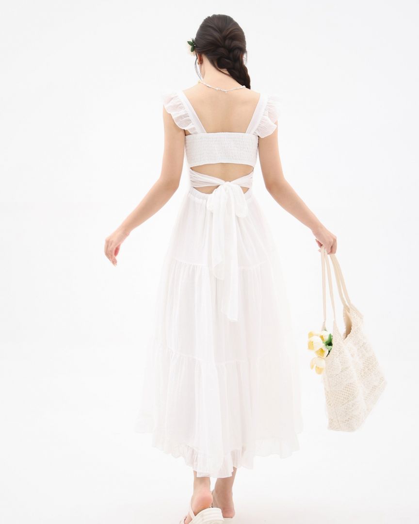 Elowen Backless Ruffle Maxi Dress