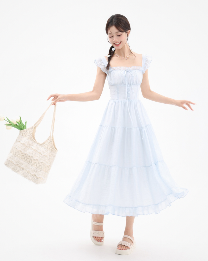 Elowen Backless Ruffle Maxi Dress