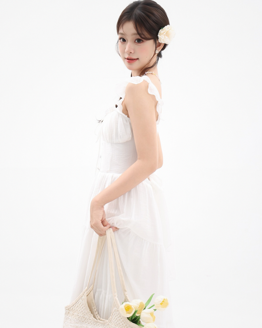 Elowen Backless Ruffle Maxi Dress