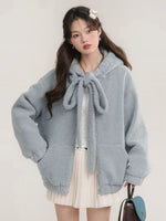 Load image into Gallery viewer, Drawstring Hooded Plush Wool Coat
