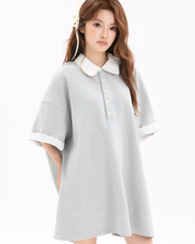 Lace Trim Polo Dress