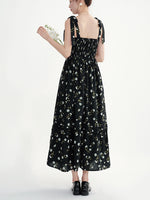Load image into Gallery viewer, Midnight Garden Tie-Shoulder Maxi Dress
