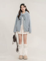 Load image into Gallery viewer, Drawstring Hooded Plush Wool Coat
