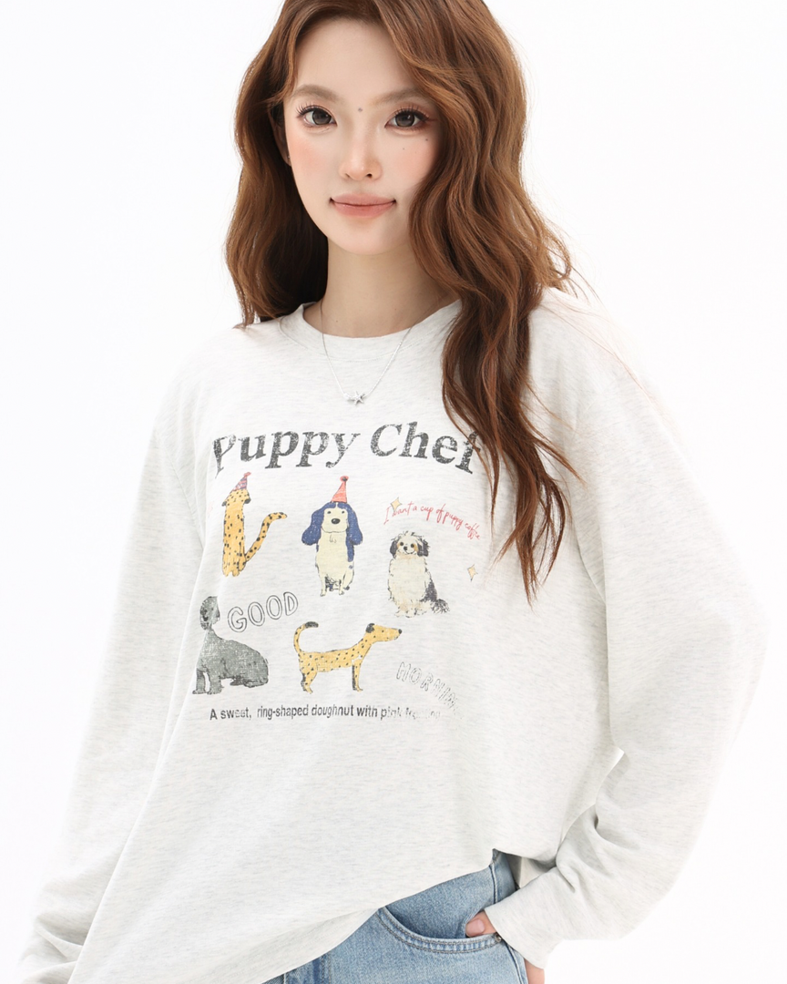 Puppy Playground Graphic Long Sleeve Tee