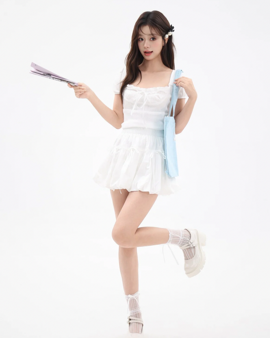 Lulu Lace Bow Puff Tee
