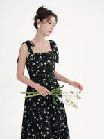 Load image into Gallery viewer, Midnight Garden Tie-Shoulder Maxi Dress
