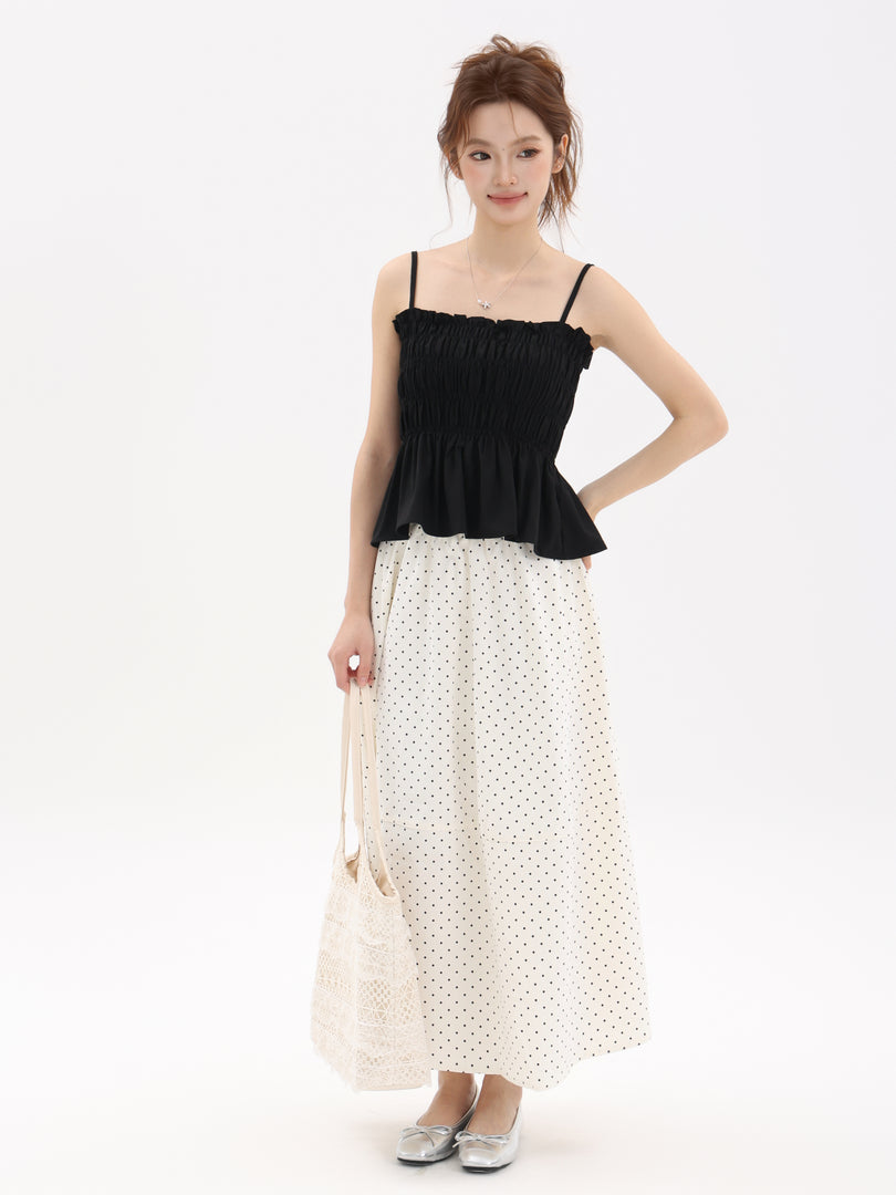 Mirella Pleated Ruffle Knit Tank