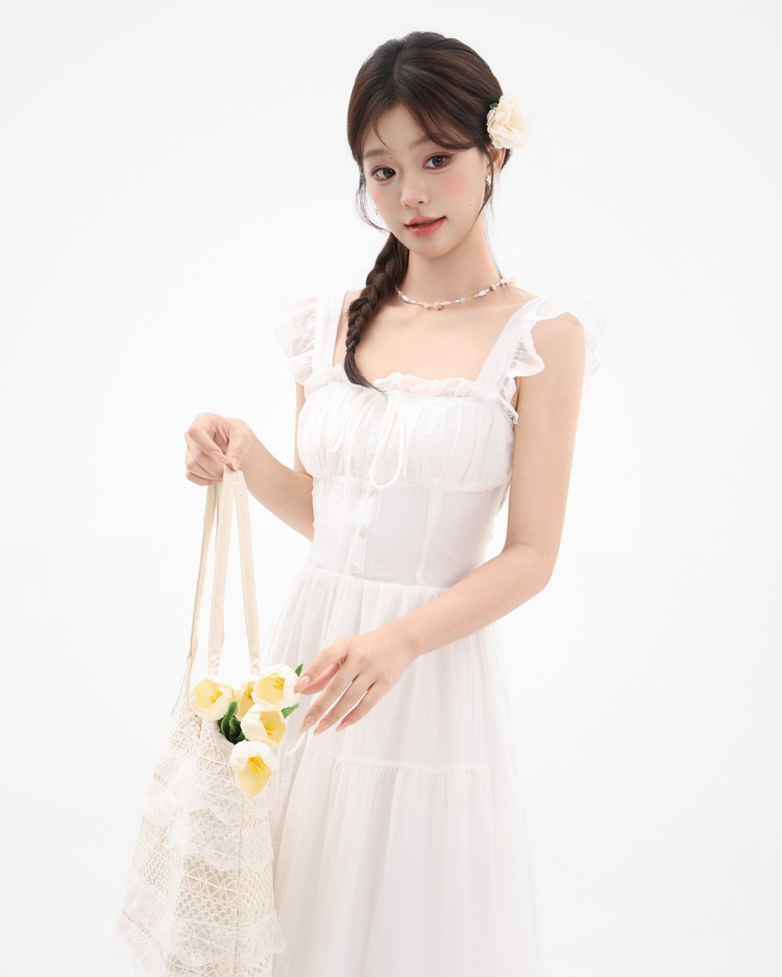 Elowen Backless Ruffle Maxi Dress