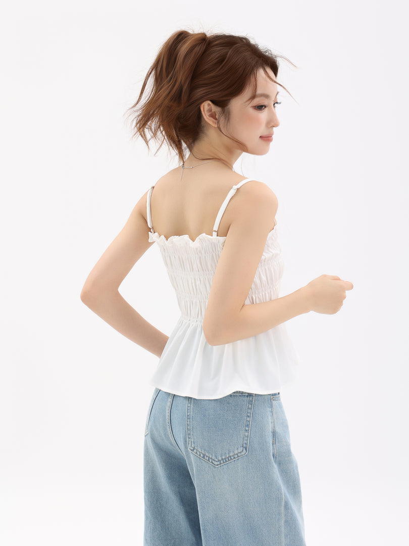 Mirella Pleated Ruffle Knit Tank