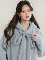 Load image into Gallery viewer, Drawstring Hooded Plush Wool Coat
