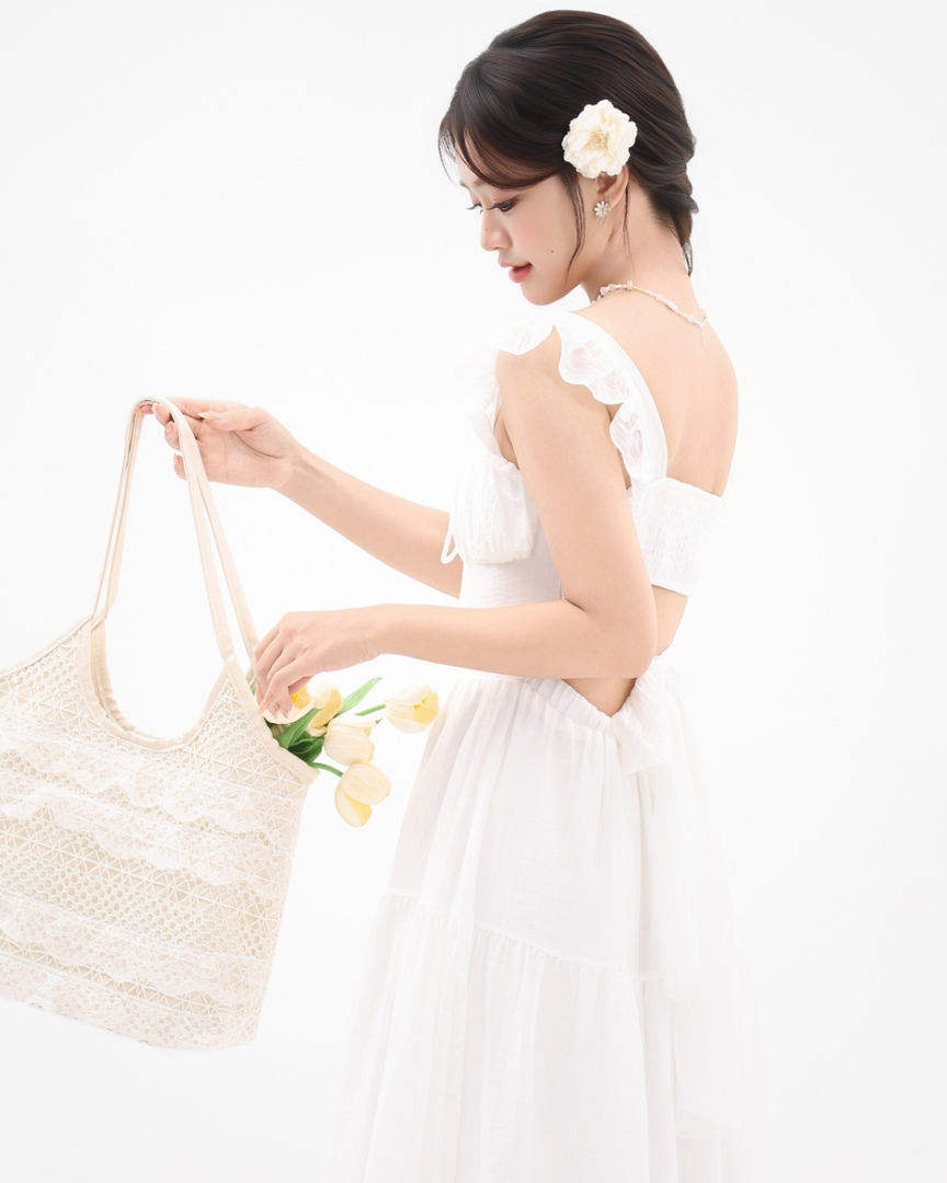 Elowen Backless Ruffle Maxi Dress