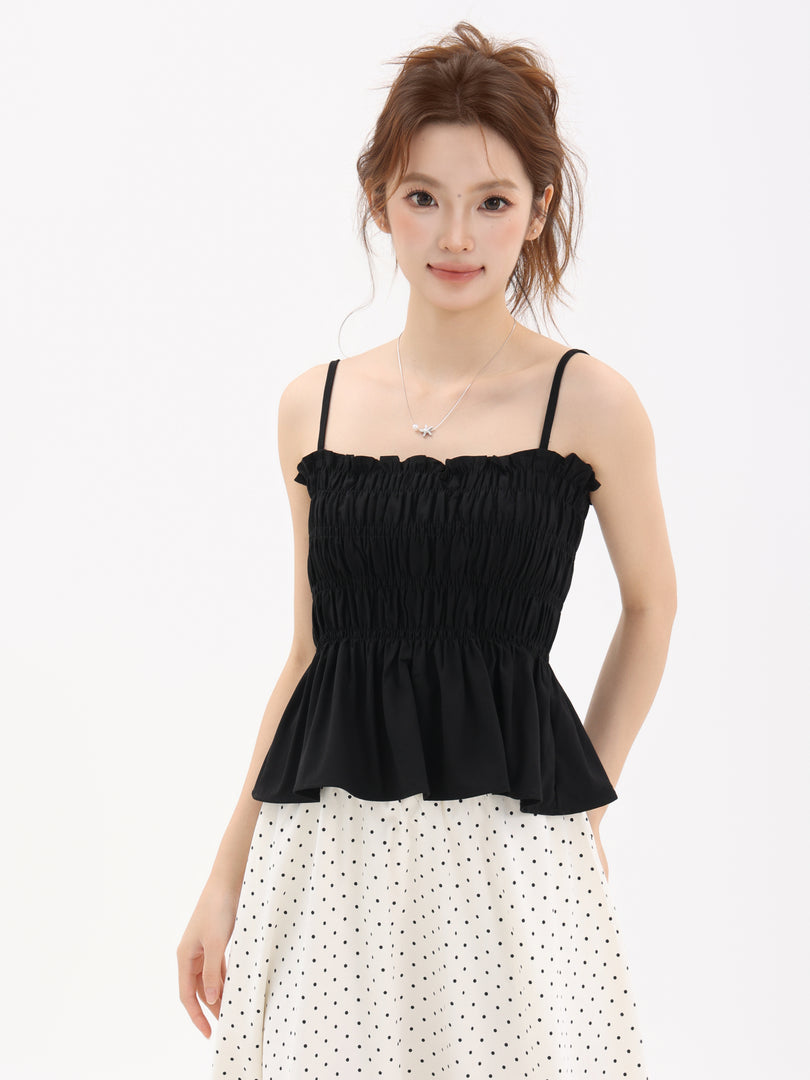 Mirella Pleated Ruffle Knit Tank