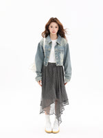 Load image into Gallery viewer, Vintage Washed Cropped Denim Jacket
