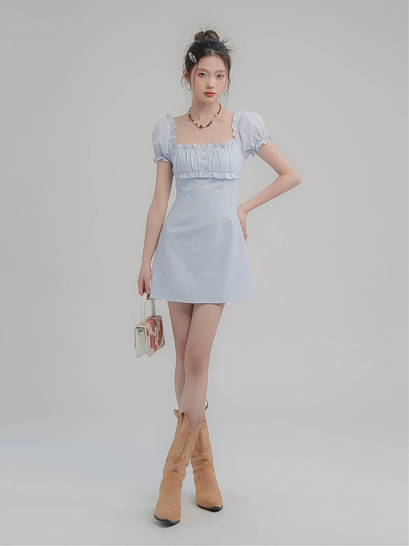 Puff-Sleeve Mini Dress