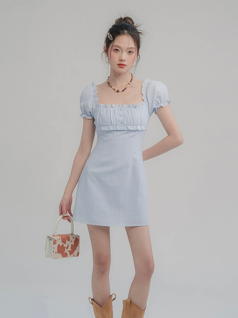 Puff-Sleeve Mini Dress