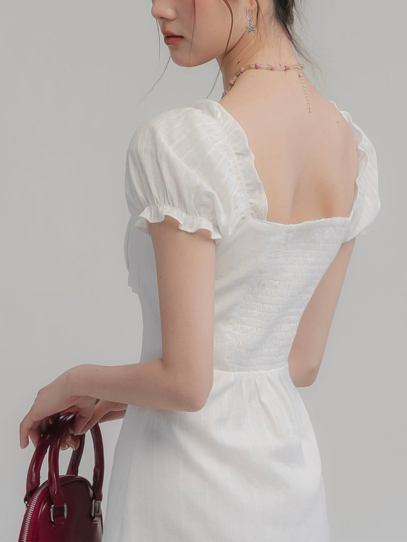 Puff-Sleeve Mini Dress
