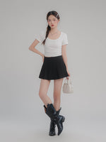 Load image into Gallery viewer, Square Neck Ruched Short Sleeve T-Shirt
