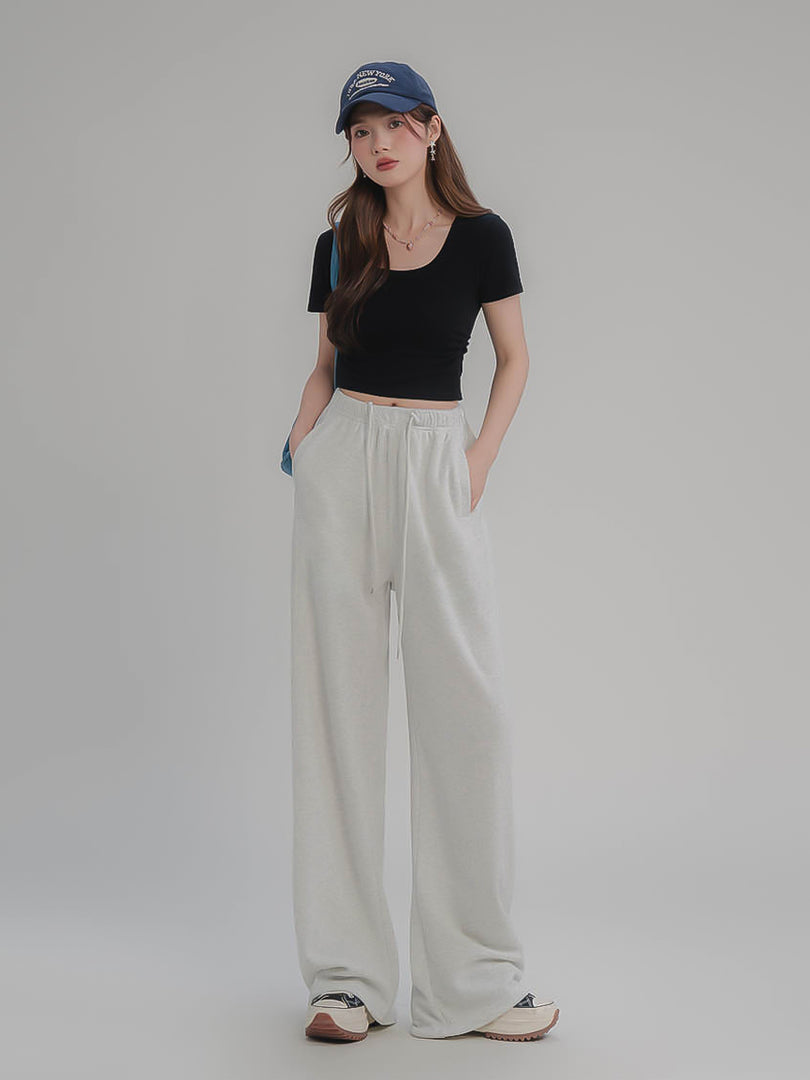 Square Neck Ruched Short Sleeve T-Shirt