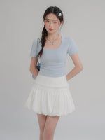 Load image into Gallery viewer, Square Neck Ruched Short Sleeve T-Shirt
